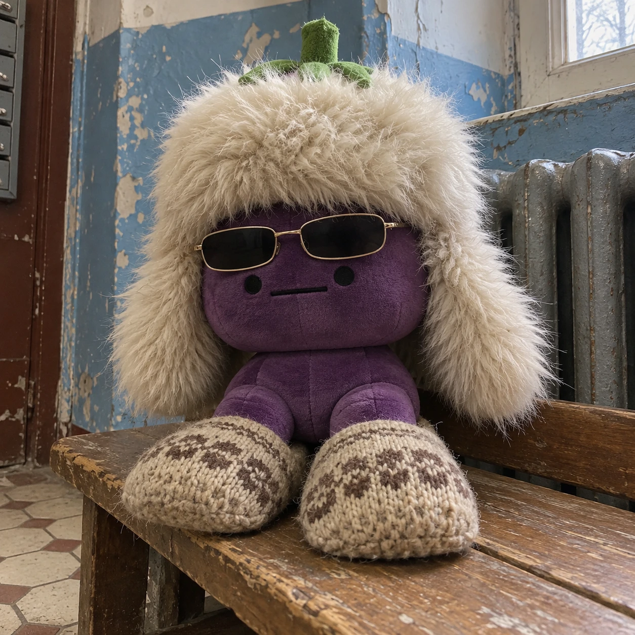 Brrgplant sitting in the stairwell